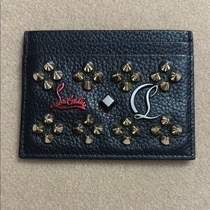 Christian Louboutin Kios Studded Black Leather Card Holder